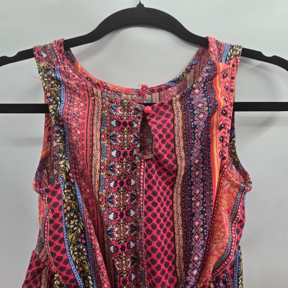 Zoey Girl Orange Multicolor Boho Patchwork Lined Dress Girl's Size 12 - Picture 3 of 12